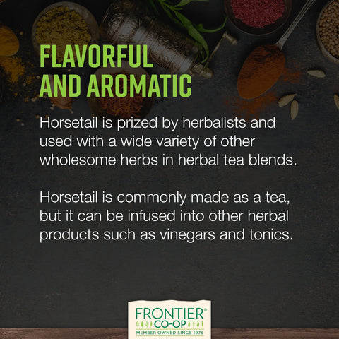Frontier Co-op horsetail close-up showing silica-rich texture for blends.