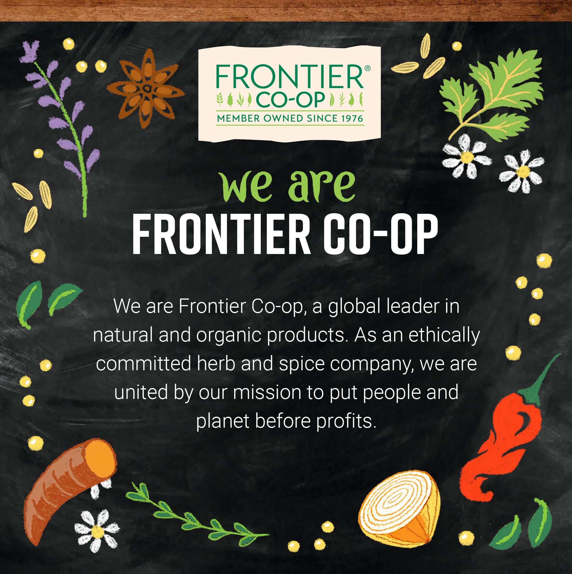 Sustainable sourcing with Frontier Co-op supporting growers and responsible farming.