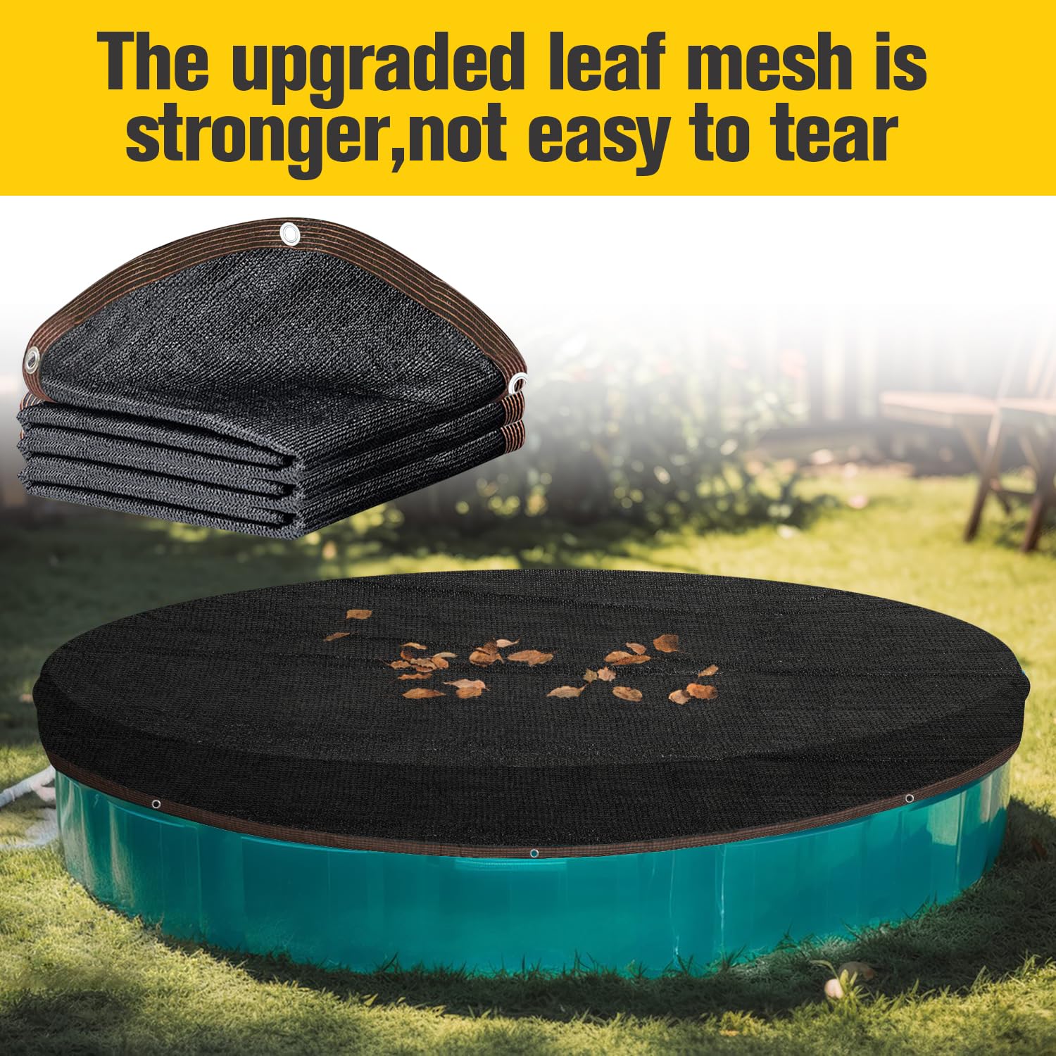 frtzal pool leaf net being rolled for easy cleaning and storage.