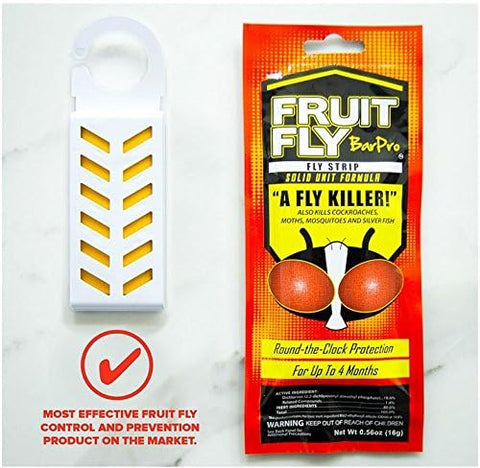 Close-up of Fruit Fly BarPro strip releasing vapor for odorless control.