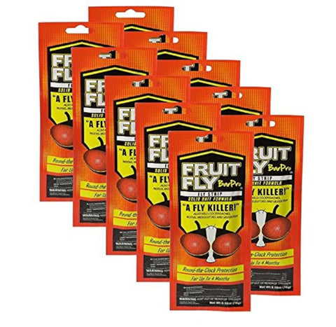 Fruit Fly BarPro strip on a shelf provides month-long pest control without sprays.
