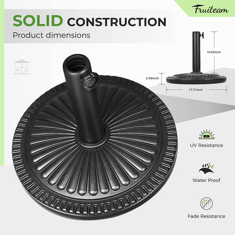 FRUITEAM 23-lb weight delivers stable outdoor use.