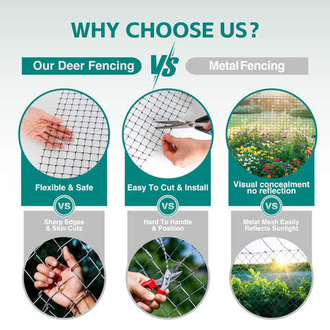 FRUITEAM invisible-protection deer fence blends into landscape while safeguarding plants.