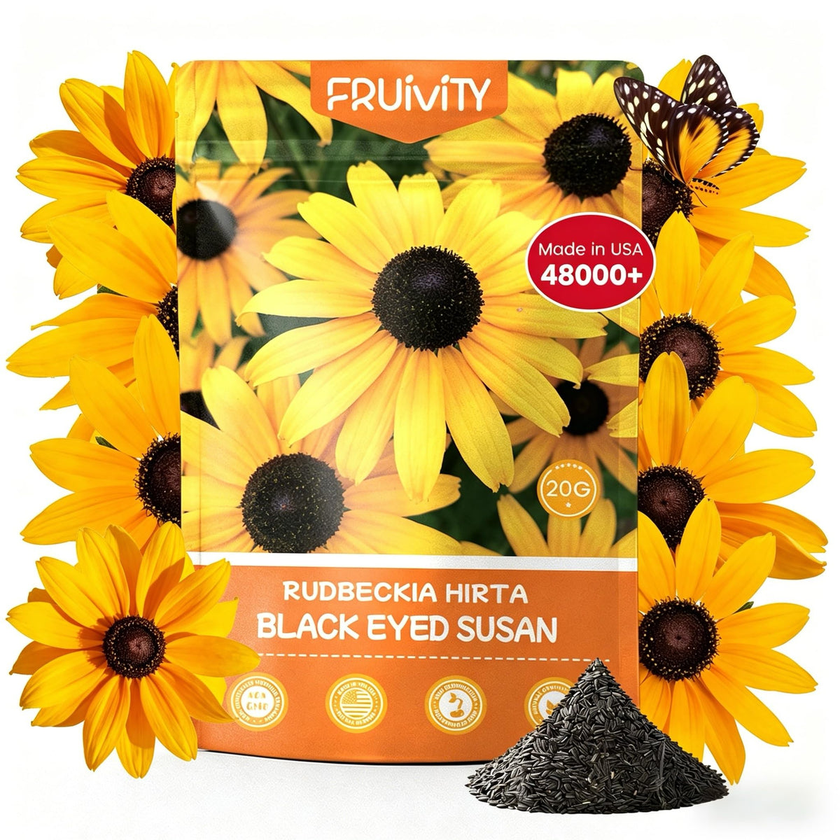 Fruivity Black Eyed Susan seeds bulk pack ready for borders and containers