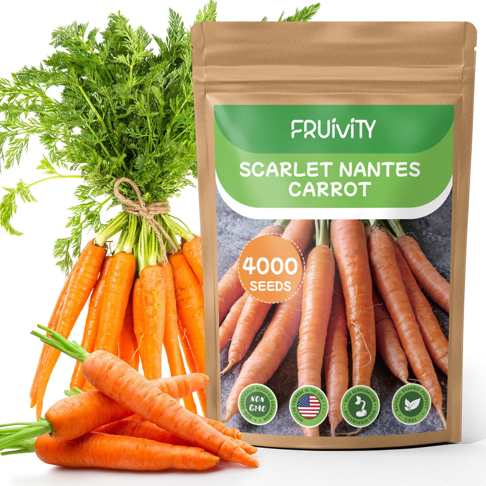 Fruivity Scarlet Nante carrot seeds pack closeup for organic home gardening and abundant harvest