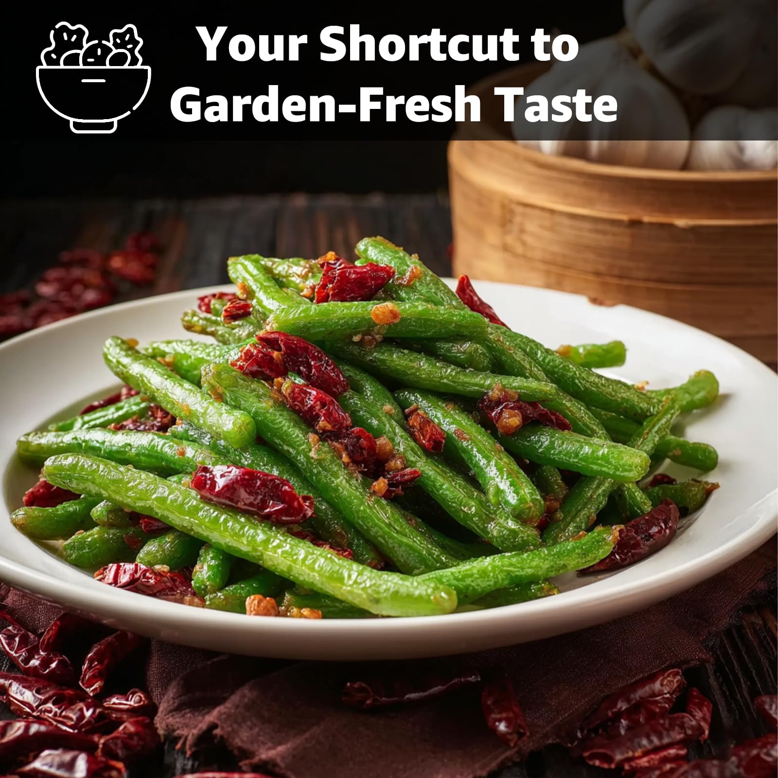 Fruivity stringless bean close-up highlighting tender texture for steaming or sautéing.
