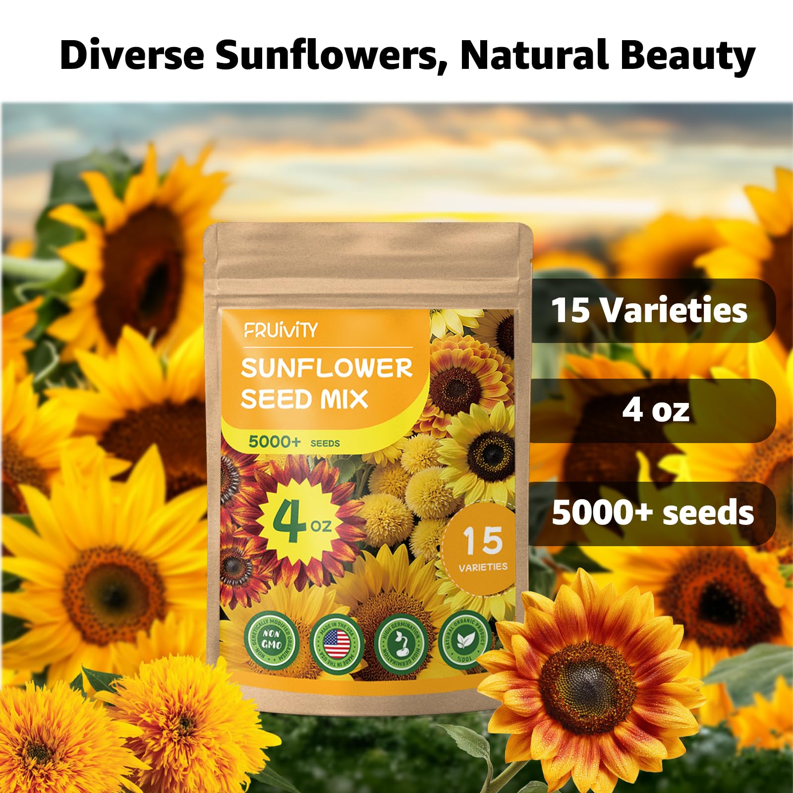 Fruivity 5000+ seeds in 4 oz pack enabling vibrant, extended bloom display