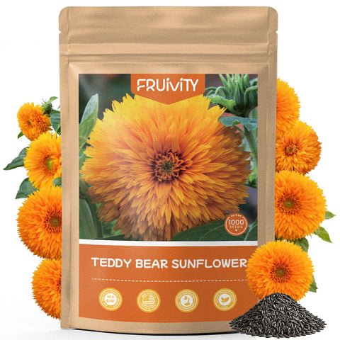 Fruivity Teddy Bear Sunflower Seeds packaging preserves freshness for reliable germination.