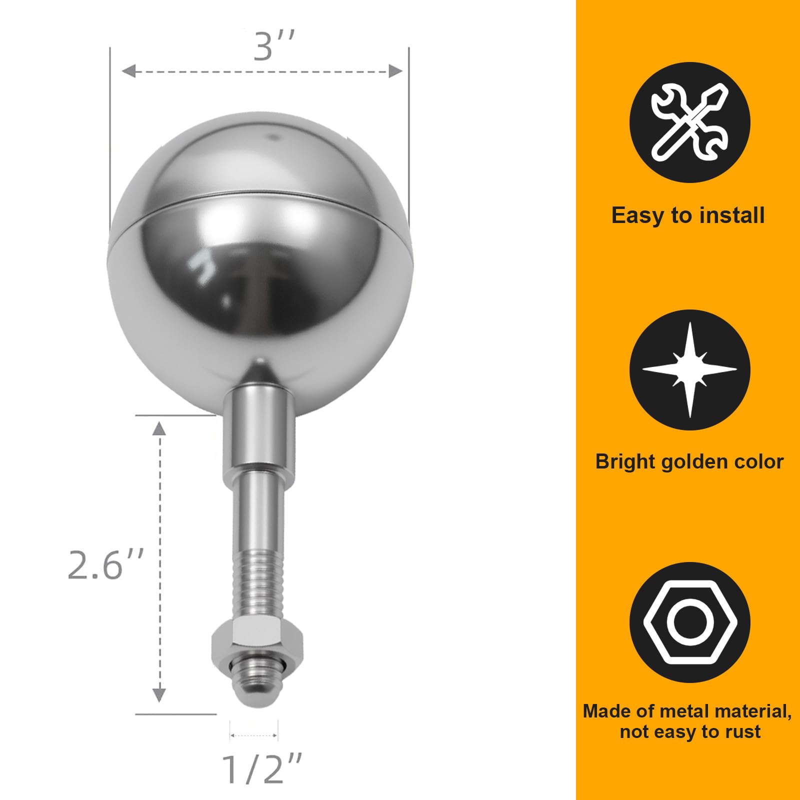 Frunke metal finial delivers long lasting resilience against the elements.