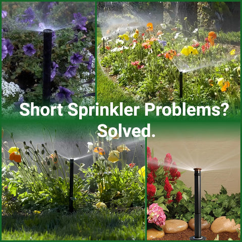 FRUSSONIA riser extension redirects water around sidewalks and dense shrubs effectively