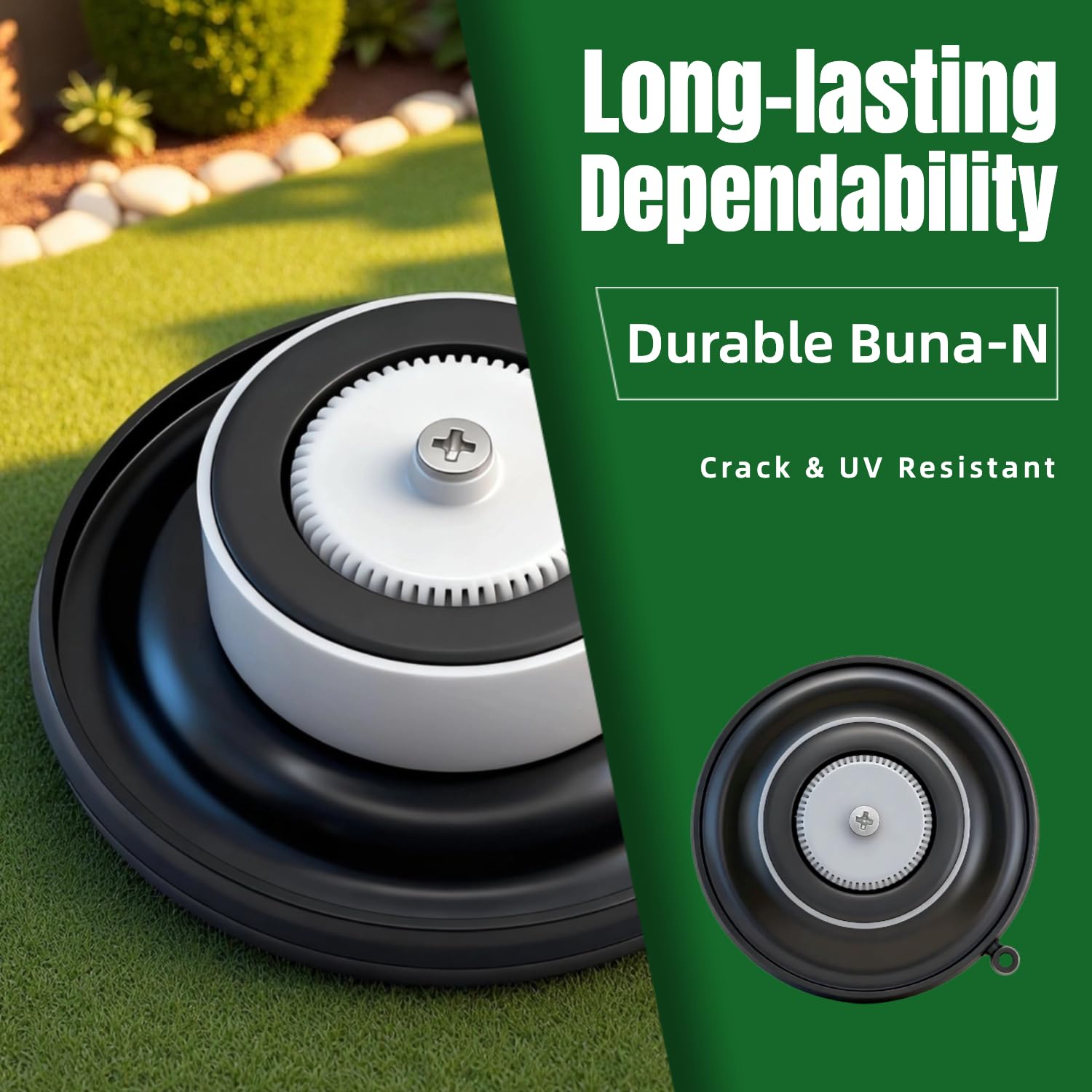 FRUSSONIA tool-free diaphragm swap shows quick repair option.