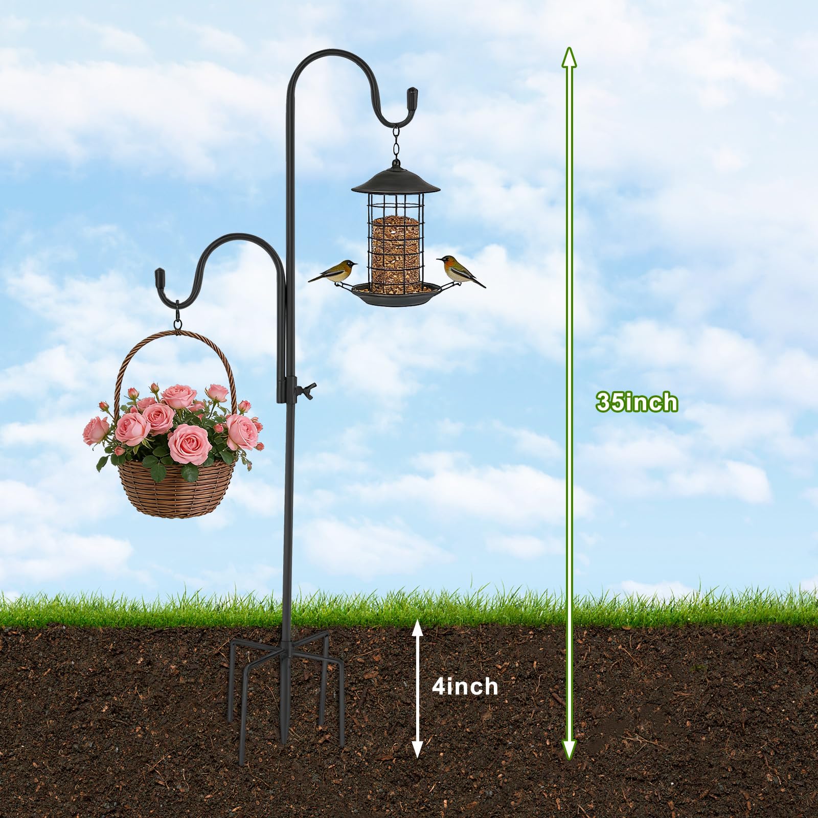 FrutPunch five-claw base provides stable ground grip in wind and rain.