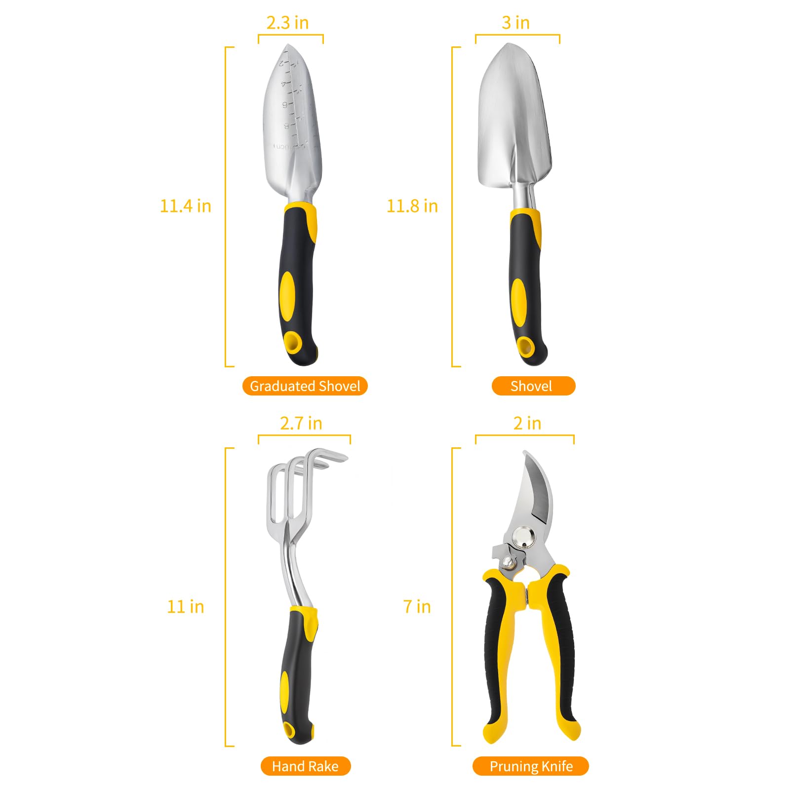 FrutPunch 4-piece shovel demonstrating sturdy aluminum for durable digging