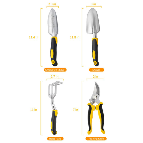 FrutPunch 4-piece shovel demonstrating sturdy aluminum for durable digging