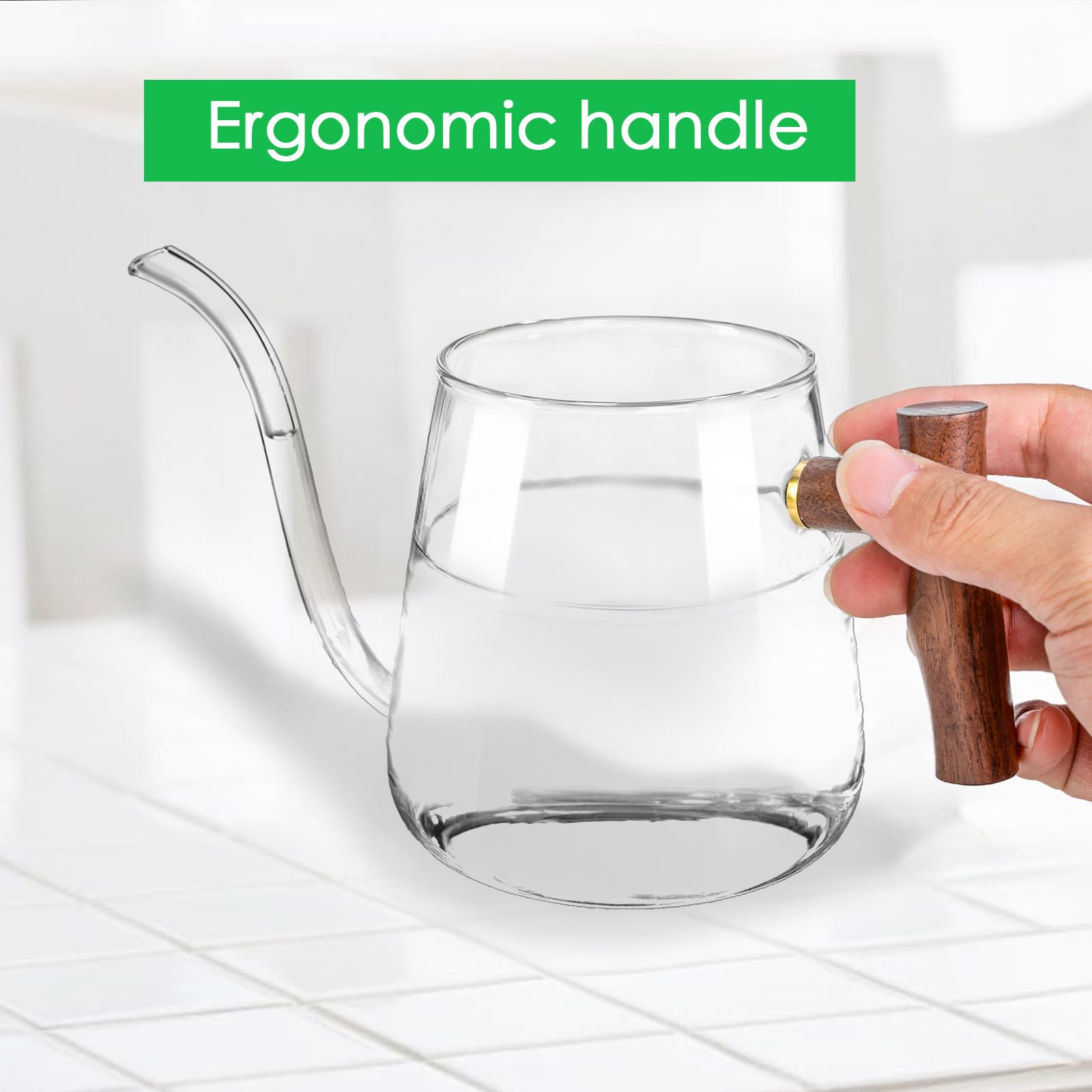 FrutPunch glass watering can shows clear level line for accurate filling