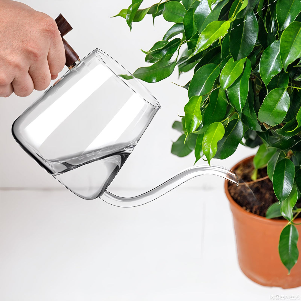 FrutPunch glass watering can with long spout for precise indoor plant watering