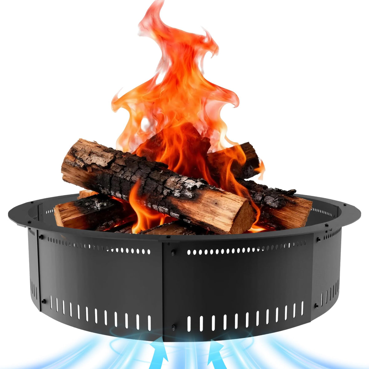Fruyyzl smokeless fire pit ring in-ground install showing clean burning for gatherings
