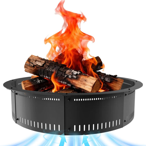 Fruyyzl smokeless fire pit ring in-ground install showing clean burning for gatherings