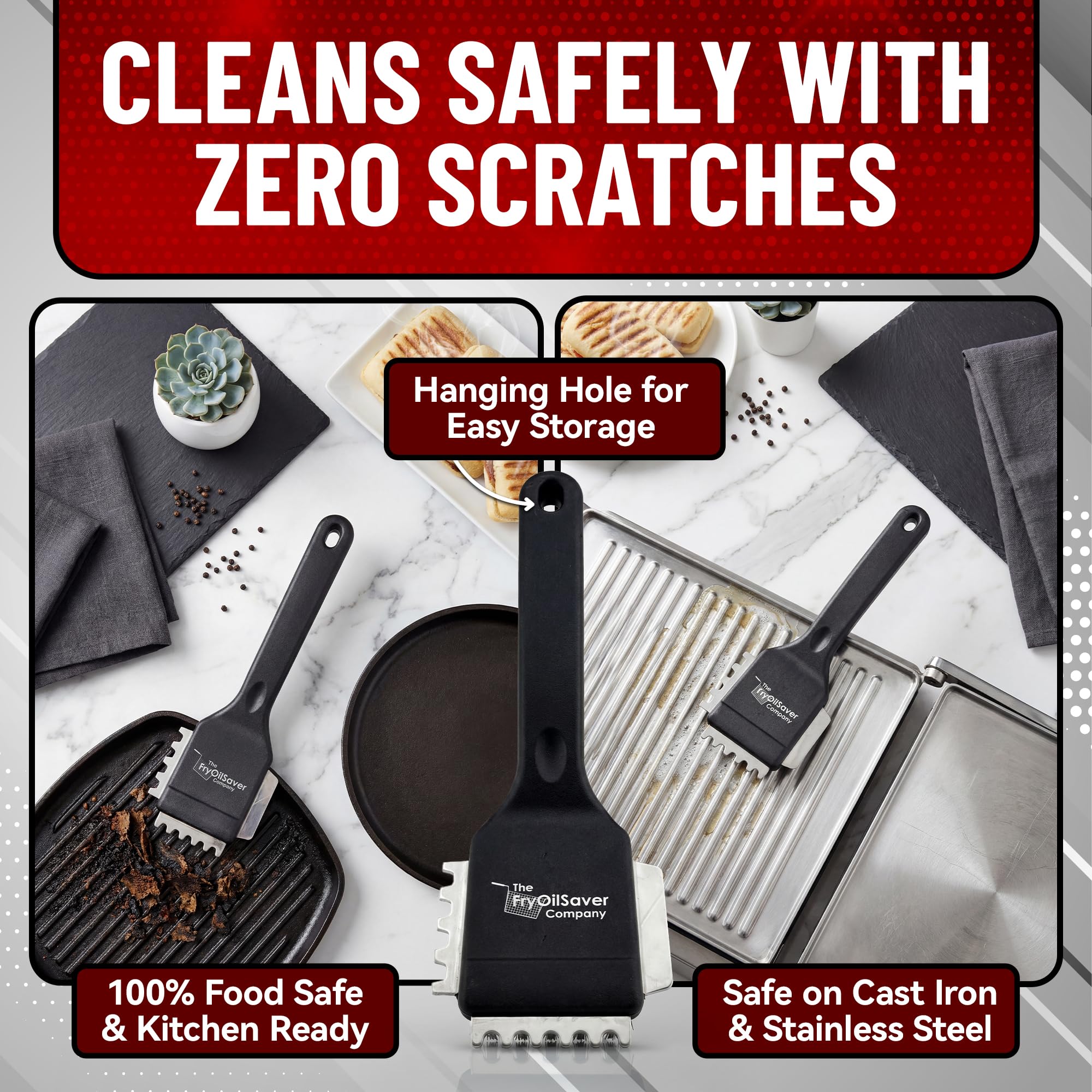 FryOilSaver heavy-duty scraper boosts cleaning power