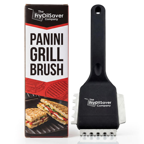 FryOilSaver Panini Brush 3in1 head cleans ribbed and flat grill surfaces