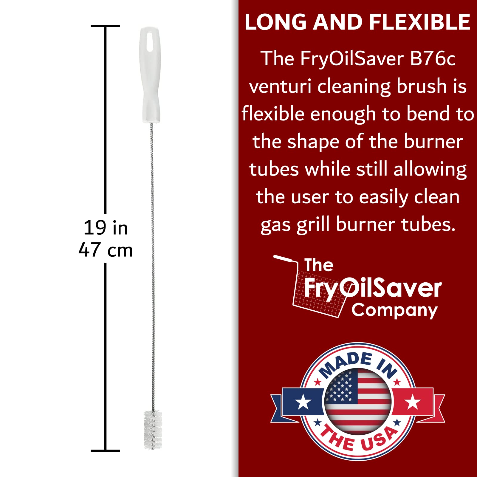 FryOilSaver Co burner-tube-cleaning reaches tight spaces to remove blockages