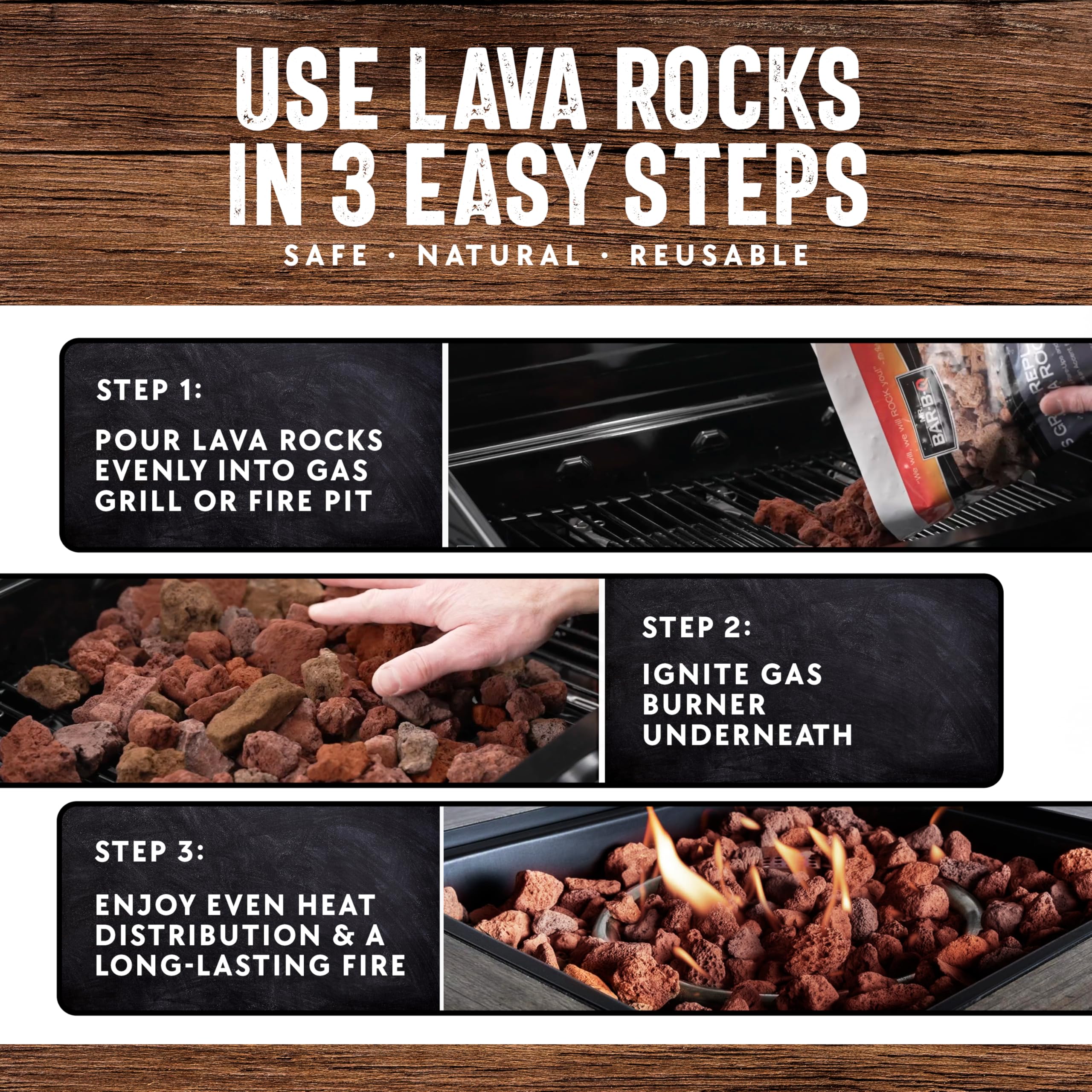FryOilSaver lava rocks close-up shows porous texture for heat absorption and low maintenance.