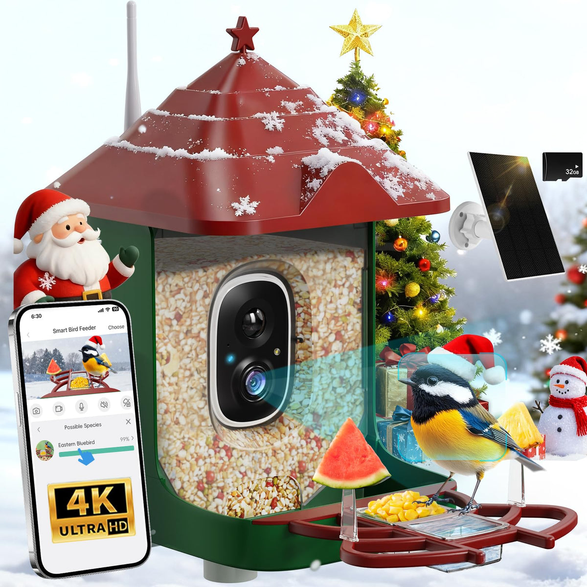 Frzgat smart bird feeder camera front view for close observation of visiting birds