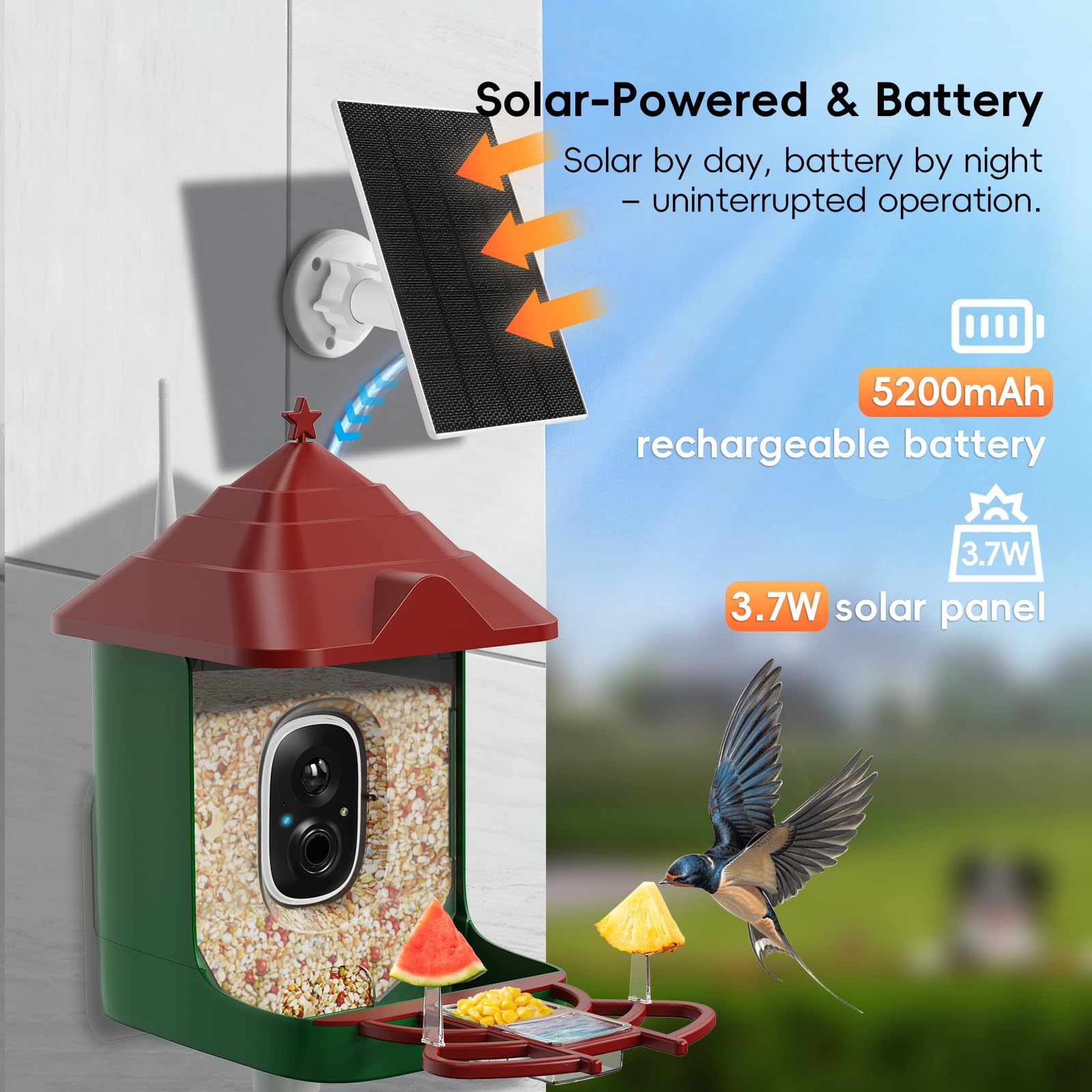 Frzgat smart bird feeder IP65 weatherproof withstands rain and wind