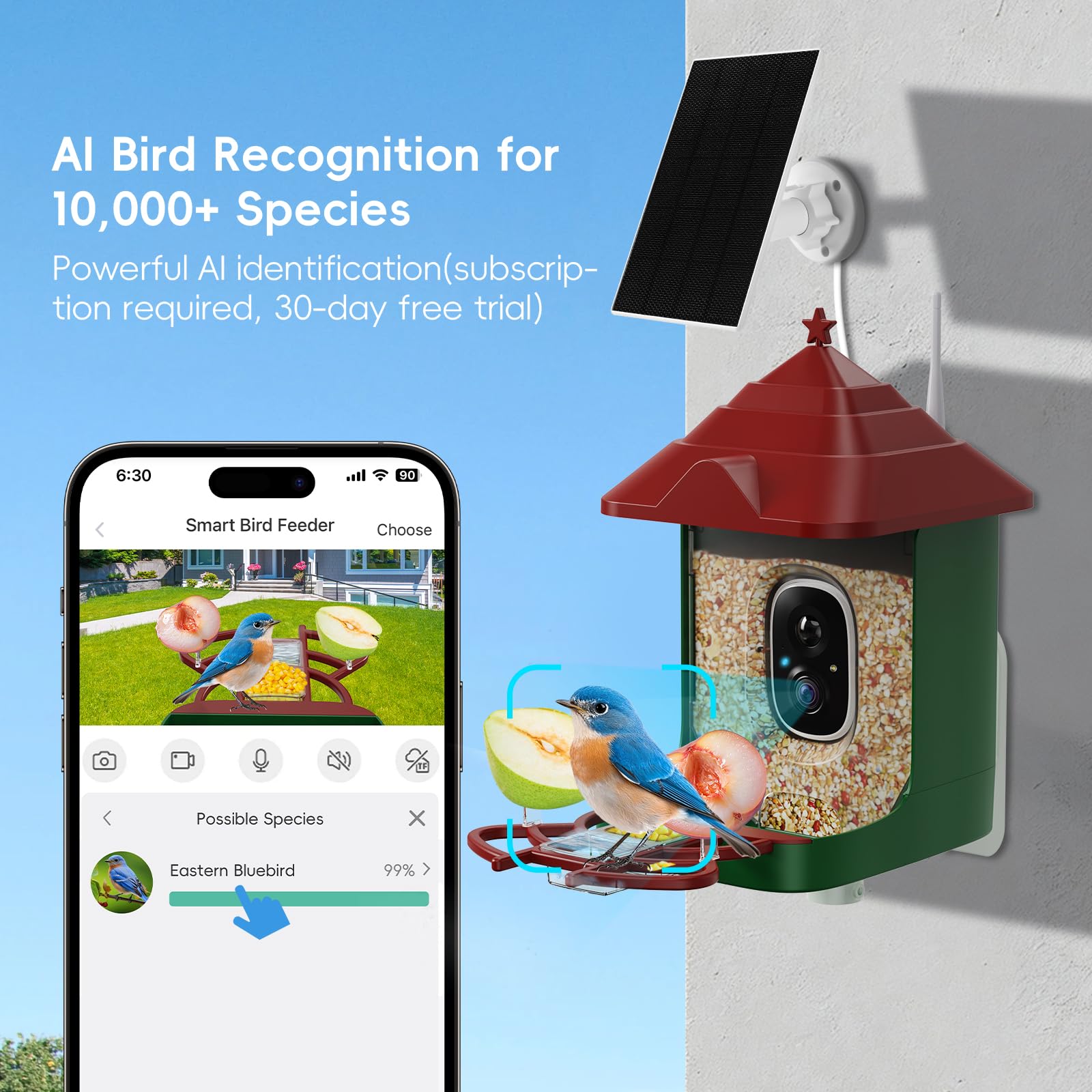 Frzgat smart bird feeder solar panel side view enables eco-friendly charging