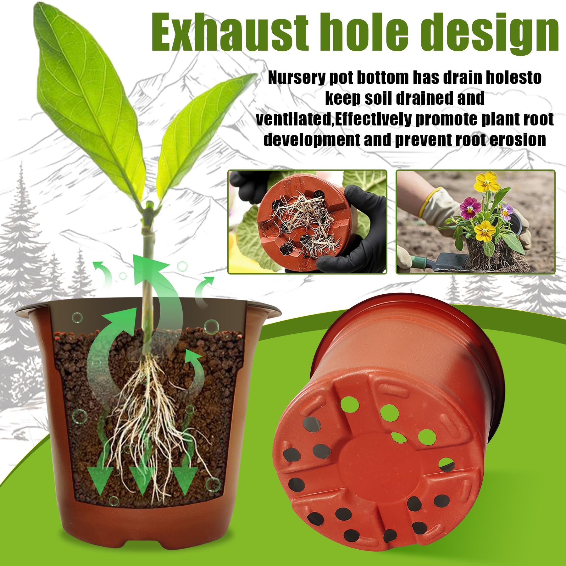 Fsehyue 4-inch seedling pot with drainage for healthy roots