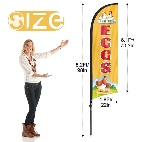 FSFLAG 8ft feather flag with pole and stake set elevates storefront visibility.