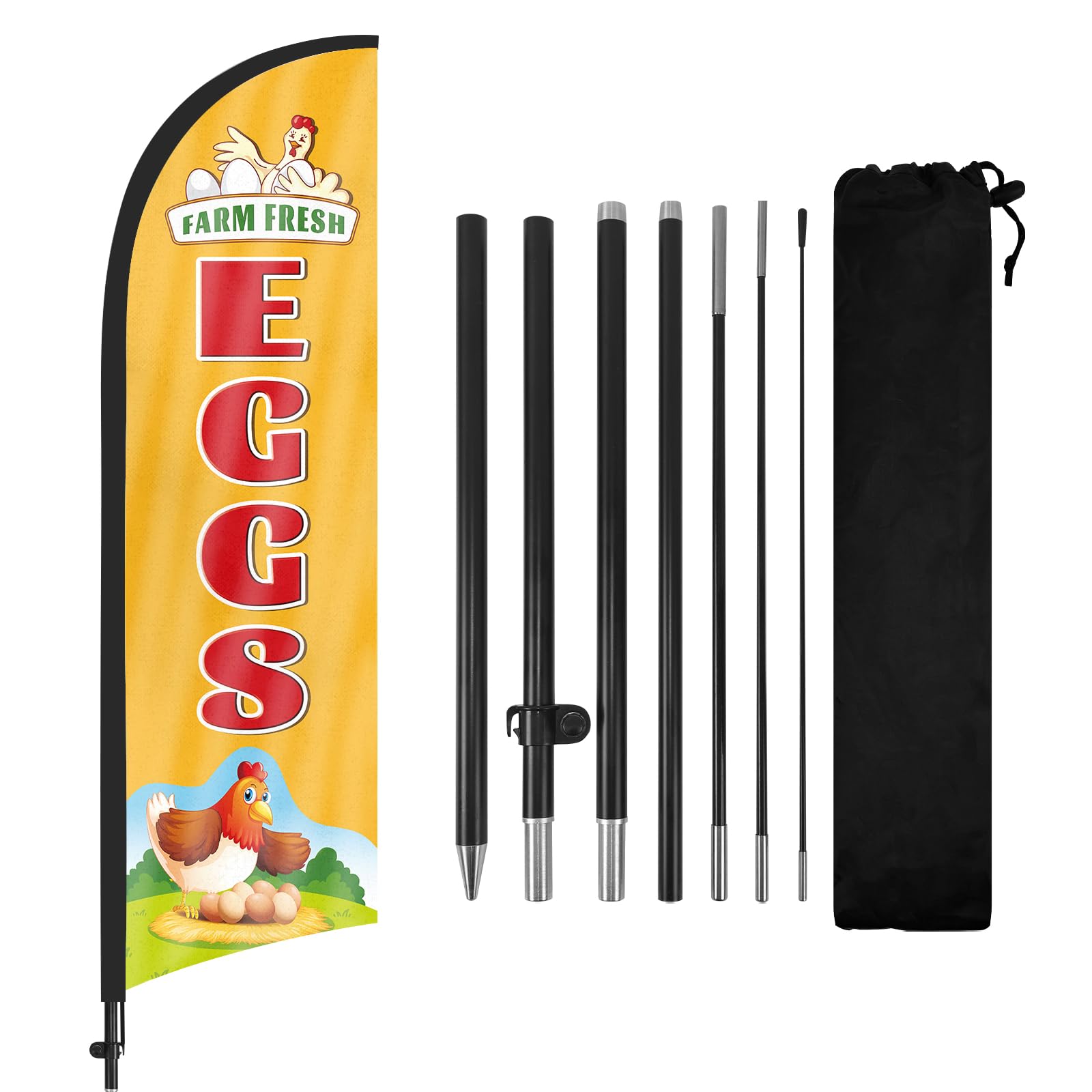 FSFLAG Farm Fresh Eggs flag banner sways in wind to attract customers.