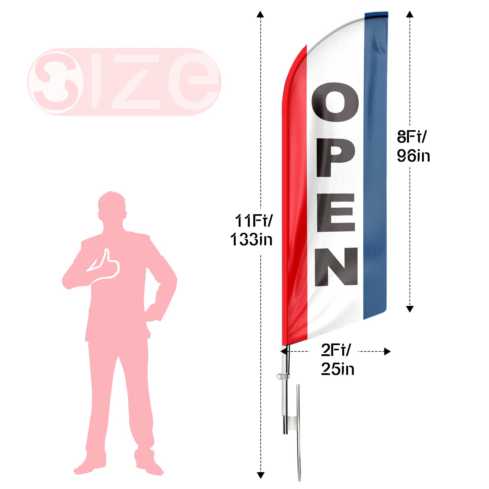 FSFLAG feather flag front display catching daylight to boost storefront visibility