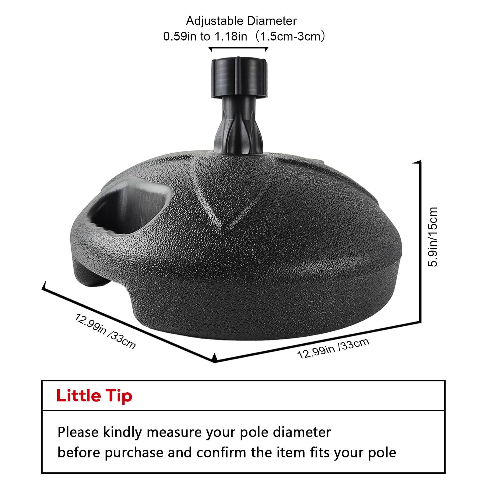 FSFLAG flag base stand adjustable holder fits multiple pole sizes.