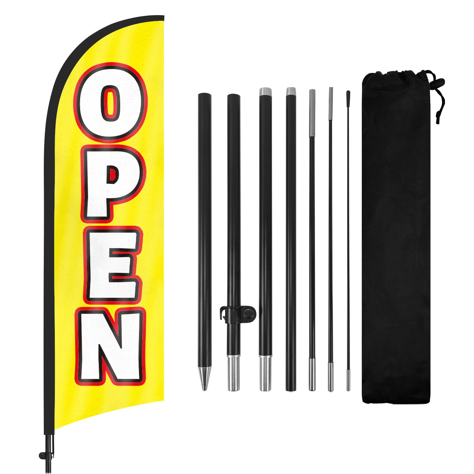 FSFLAG Open Feather Flag 8ft pole assembly boosts storefront visibility