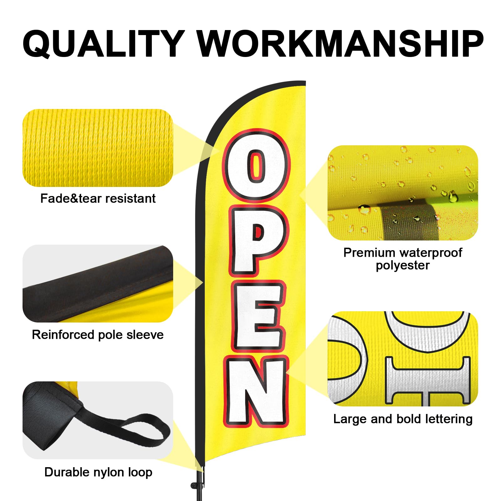 FSFLAG Open Feather Flag tear-resistant fabric withstands outdoor use