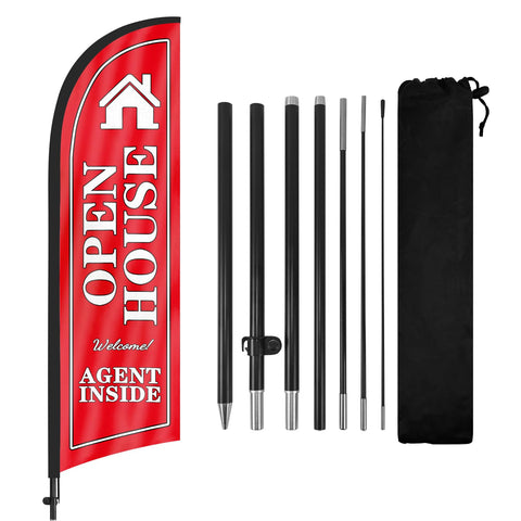FSFLAG Open House flag with 8ft pole kit boosts curb visibility for listings