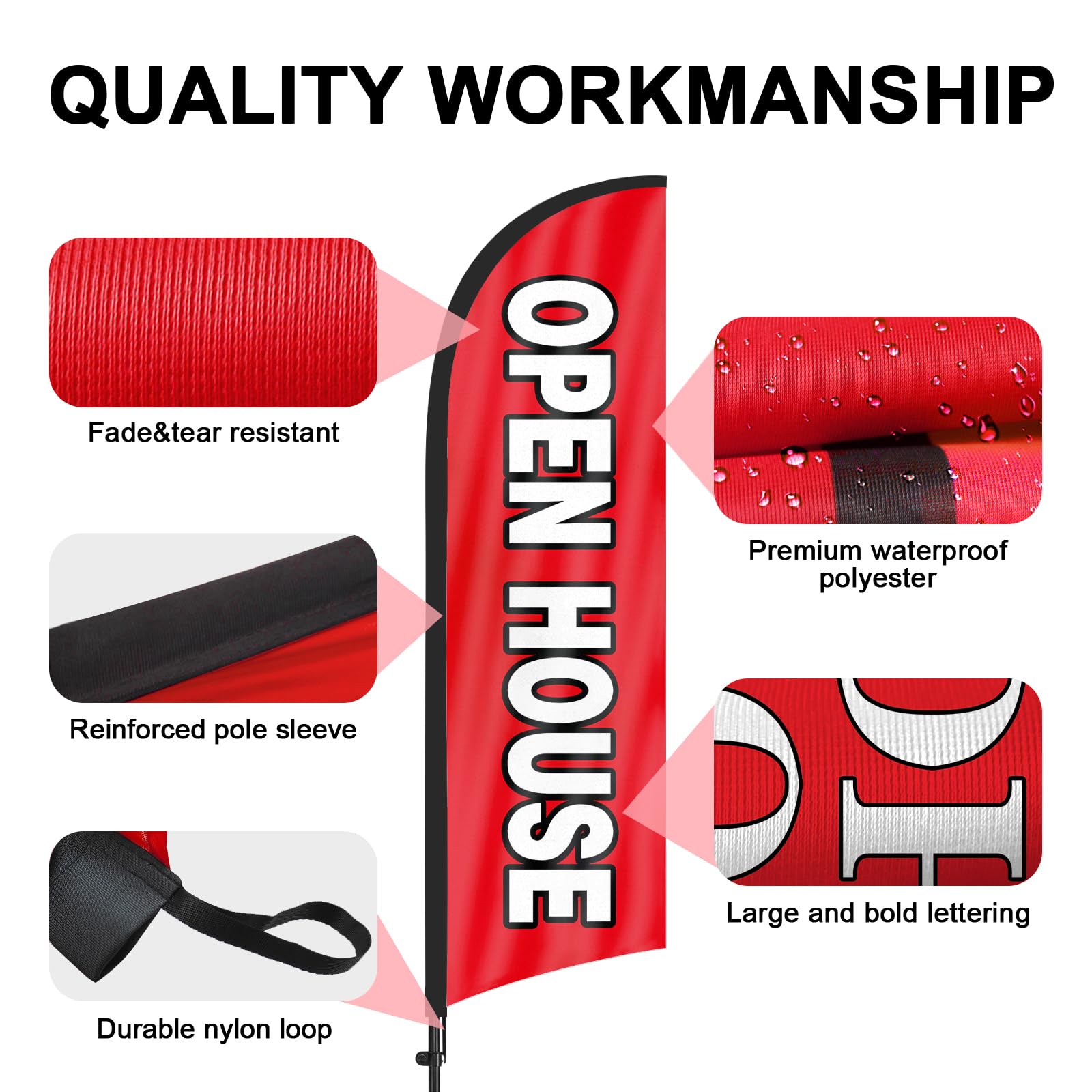 FSFLAG aluminum pole and fiberglass construction ensures sturdy support in rain