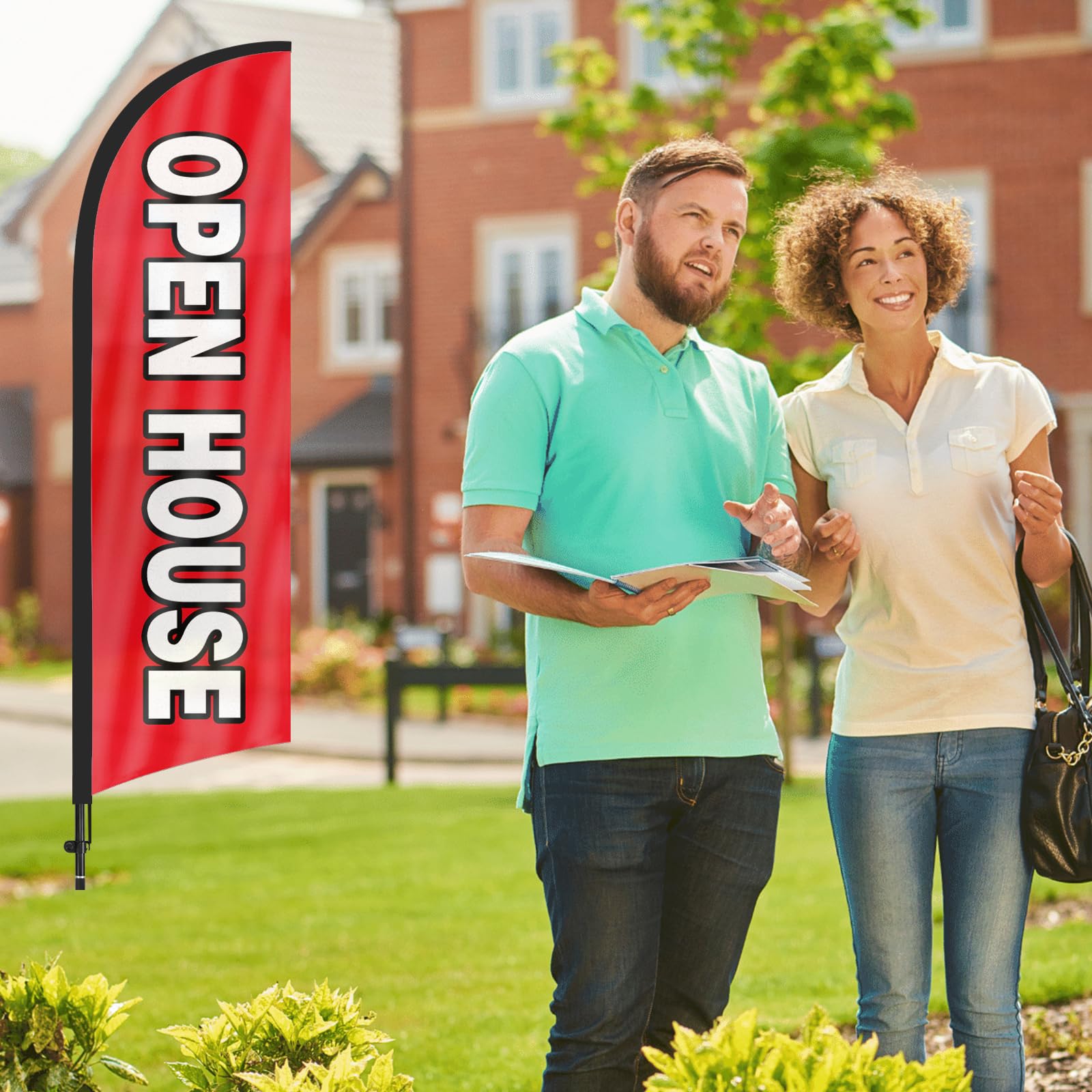 FSFLAG open house flag bold black red design boosts curb appeal