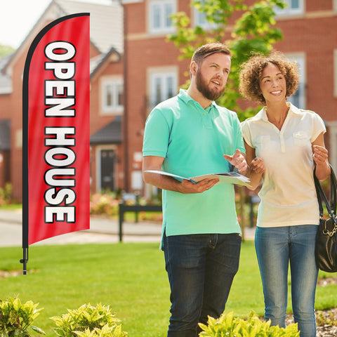 FSFLAG open house flag bold black red design boosts curb appeal