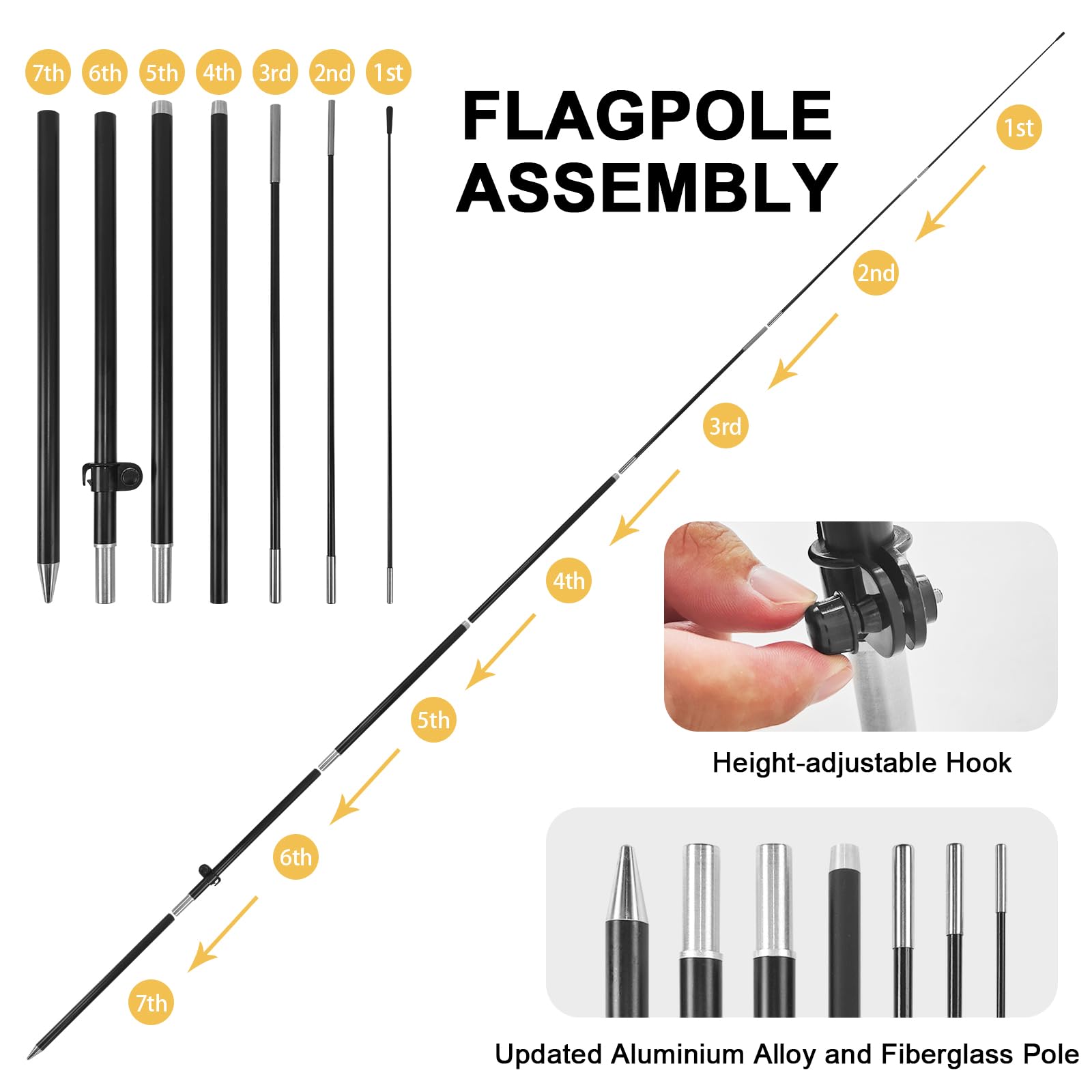 FSFLAG Quick setup flag kit with storage bag for easy transport.