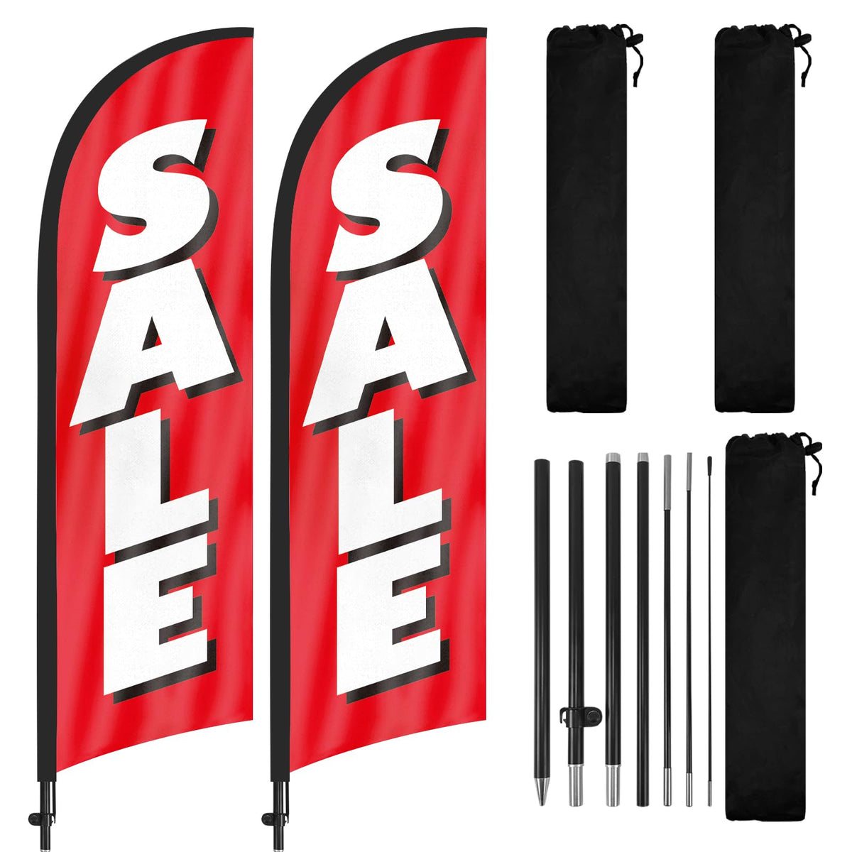 FSFLAG Sale 8ft red feather flag front view attracts customers from a distance