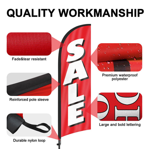 FSFLAG 8ft red feather flag with durable pole ensures sturdy setup
