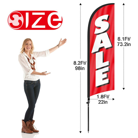 FSFLAG 8ft red swooper flag side view enhances storefront visibility