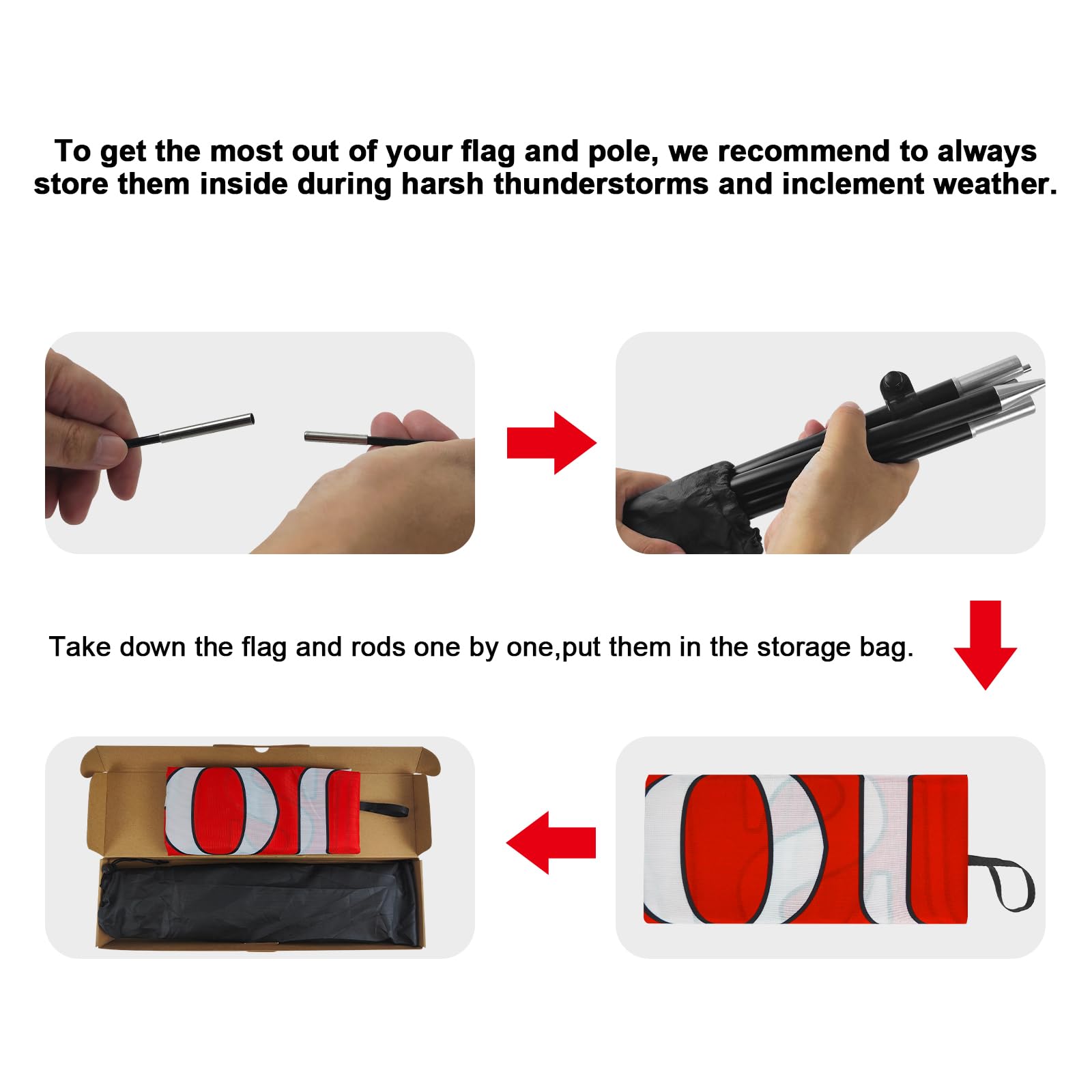 FSFLAG flag kit includes ground stake and bag for easy transport