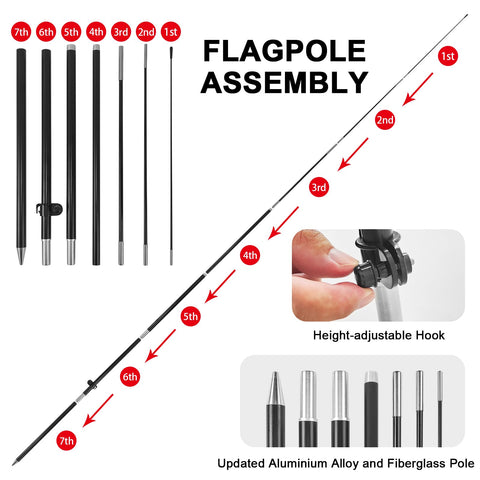 FSFLAG Tacos feather flag 8ft pole assembly demonstrates quick setup.