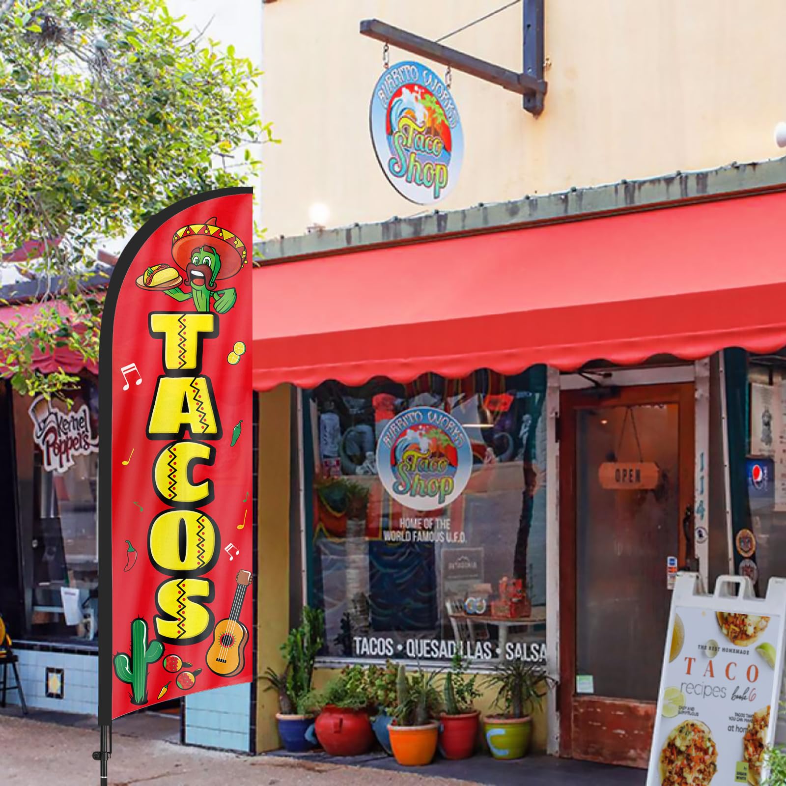 FSFLAG Tacos feather flag bright colors attract attention from afar.