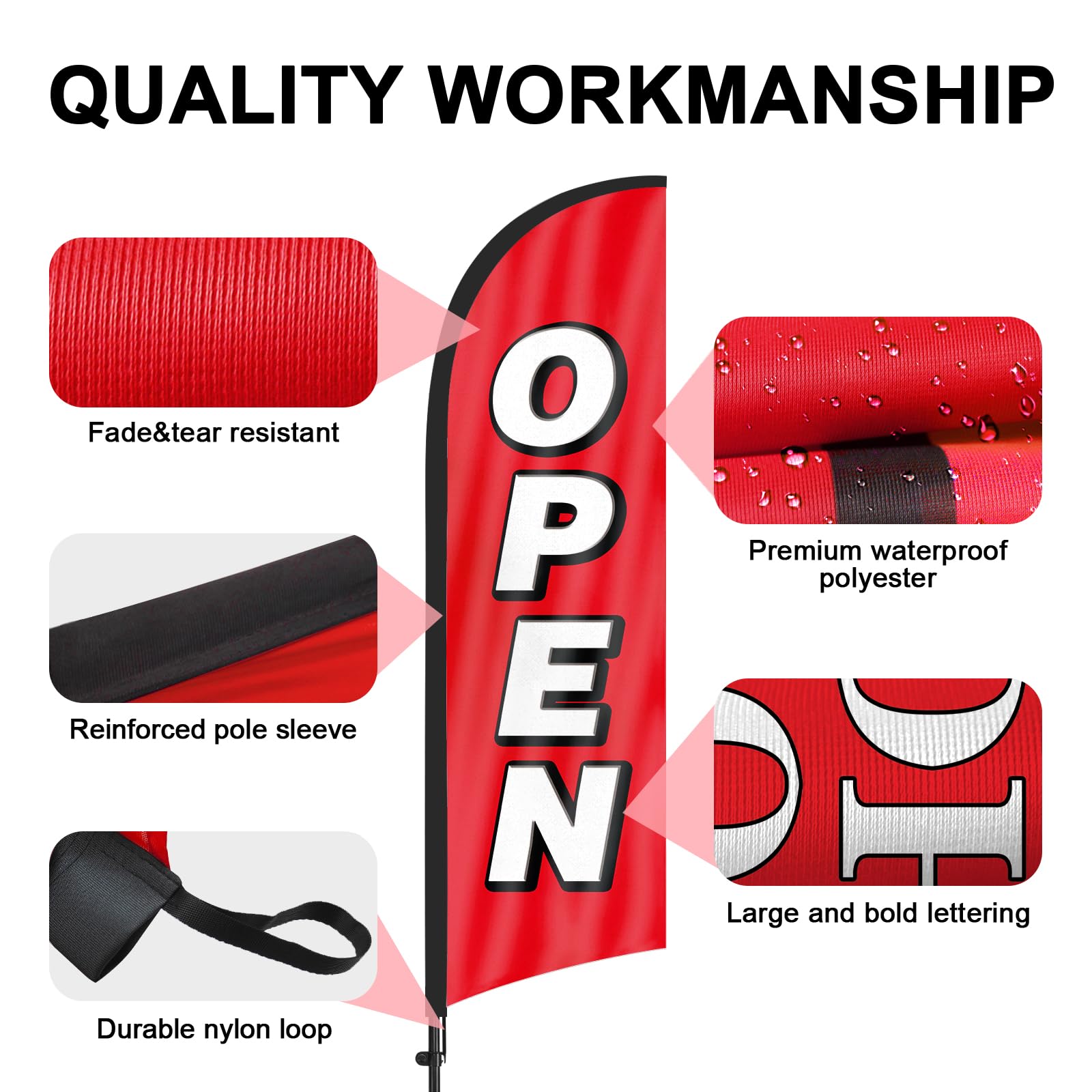 FSFLAG tear-resistant polyester fabric provides durable outdoor use