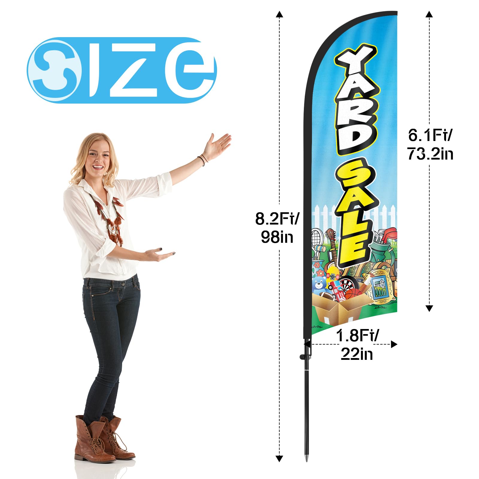 FSFLAG Yard Sale flag pole kit enables quick setup and easy takedown