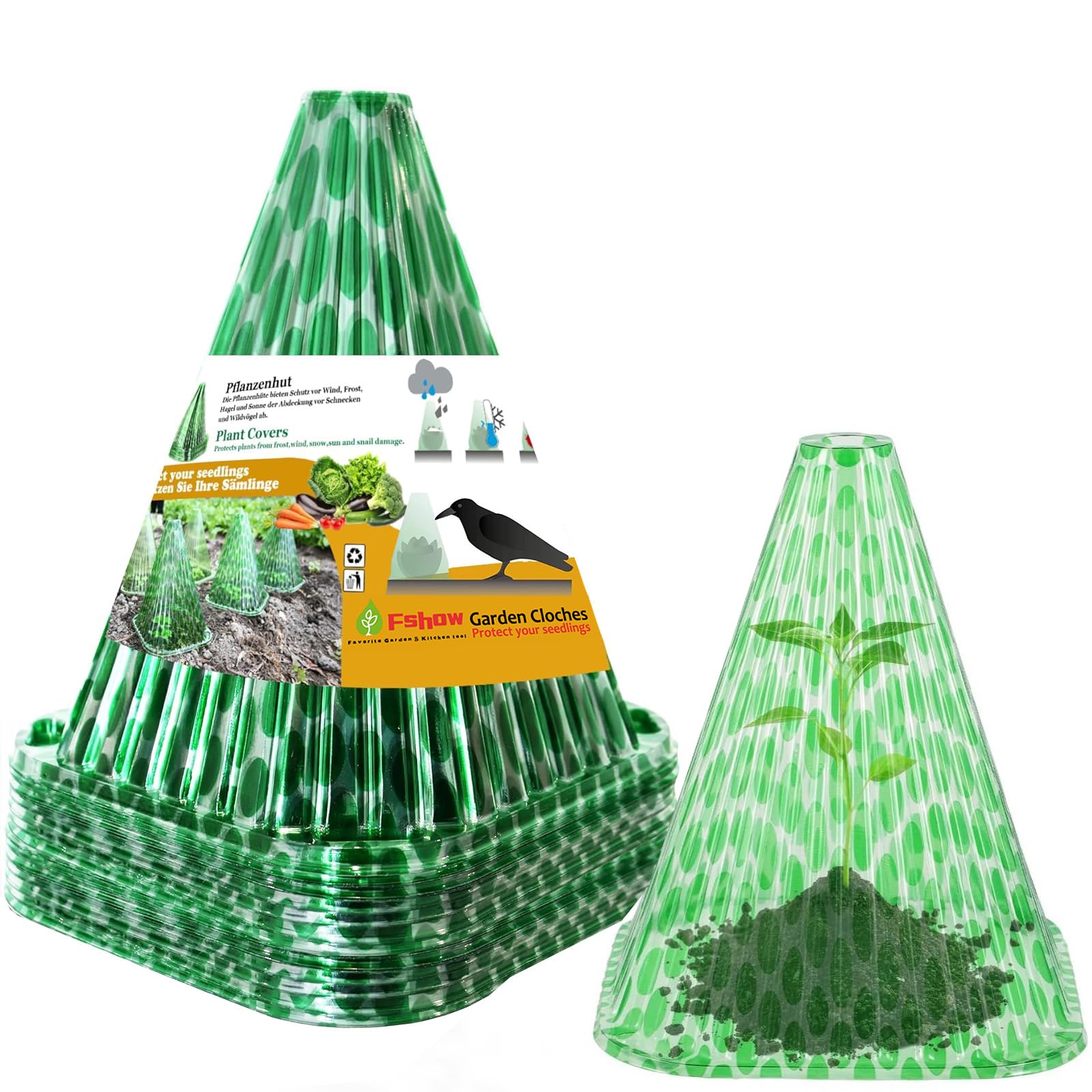 Fshow garden cloche 7.5 inch diameter protecting seedlings from pests and frost